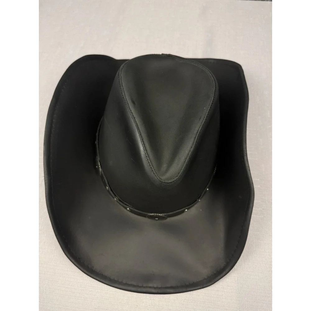 Stetson Rodeo Dr Collection Black Leather Cowboy Hat Studded Concho Large
